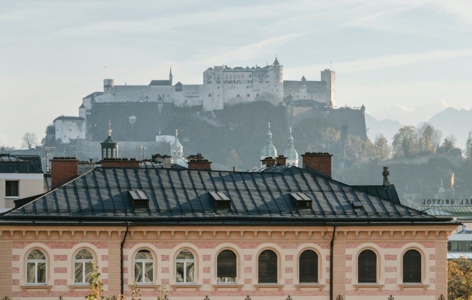 View at fortress Hohensalzburg from HOTEL andr&auml;